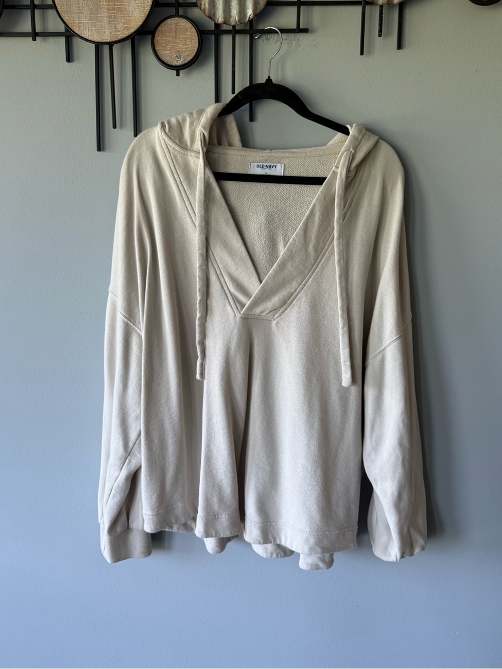 Old Navy Light Cream V-Neck Hoodie